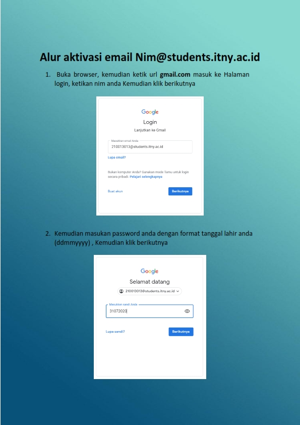 Alur Aktivasi Email Students ITNY