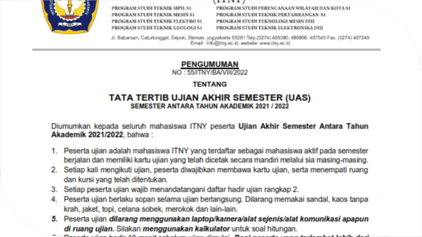 Tata Tertib Ujian Akhir Semester (UAS) Semester Antara