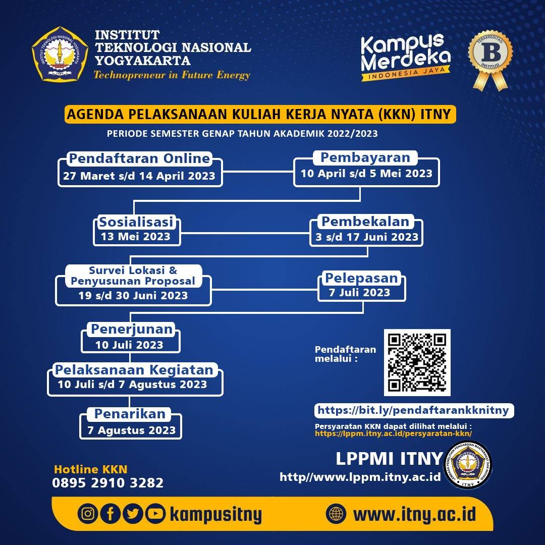 Agenda Pelaksanaankuliah Kerja Nyata (KKN) Institut Teknologi Nasional Yogyakarta Periode Semester Genap Tahun Akademik 2022/2023